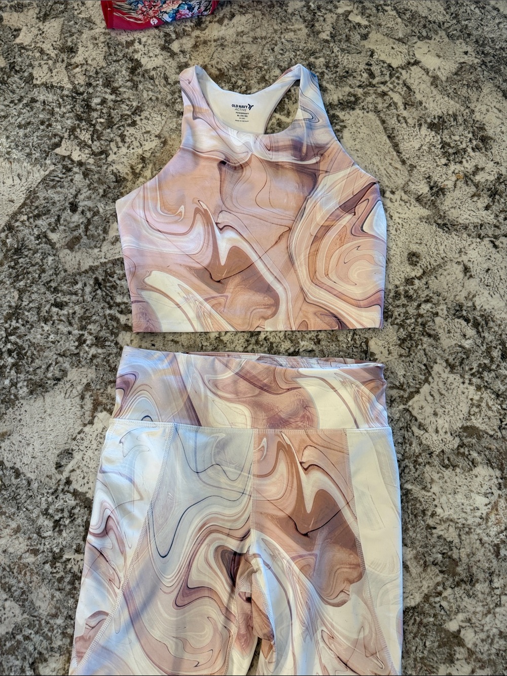 Old Navy Pink Beige Marble Kids Matching Set